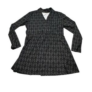 EUC Sahalie Black and Gray chevron style print Large Tunic Dress Top